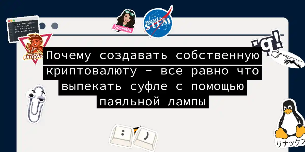 Почему создавать собственную криптовалюту - все равно что выпекать суфле с помощью паяльной лампы