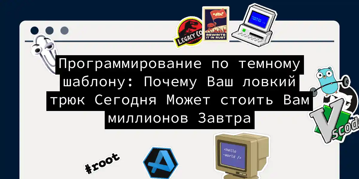 Программирование по темному шаблону: Почему Ваш ловкий трюк Сегодня Может стоить Вам миллионов Завтра
